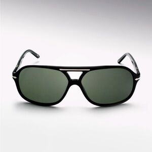 PERSOL 2958-S 61-13 140 MATTE BLACK GREEN POLARIZED CRYSTAL LENS SUNGLASSES